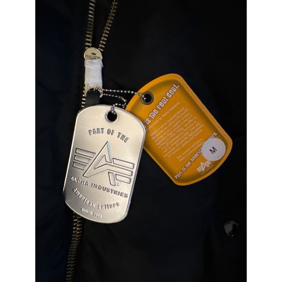 NWT Men M Alpha Industries Alpha Ma-1 Flight Jacket Bomber Coat Black Reversible - Picture 8 of 9